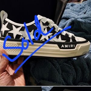 Amiri gymshoe black shoe with gray and white stars